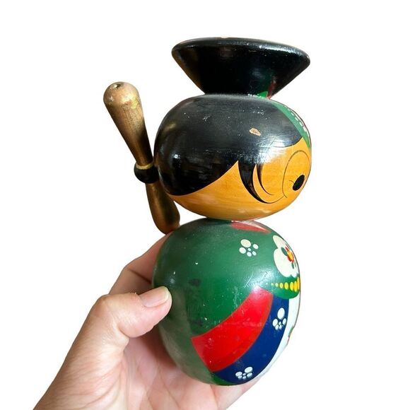 Vintage Kokeshi Nodders bobble heads Hanbok Korean Large Handpainted Handmade - Picture 2 of 6